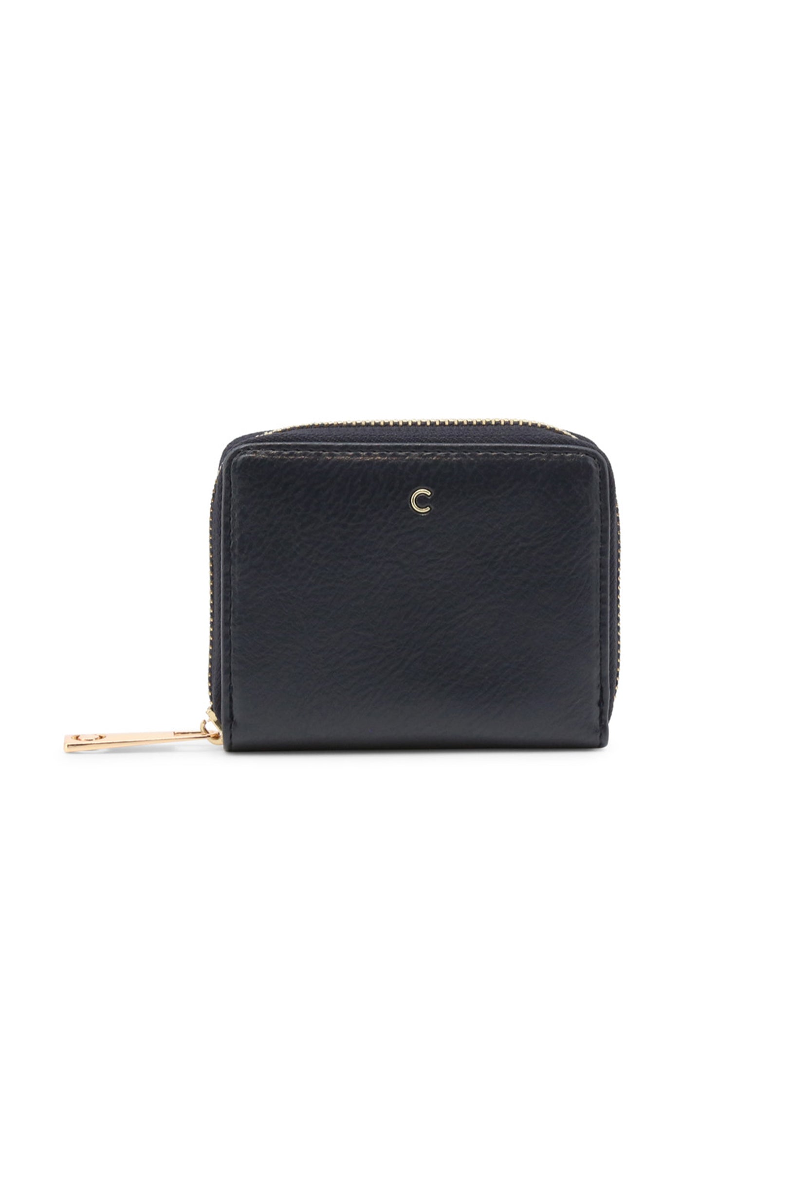 Front view of Carrera Jeans LILY-CB7013 wallet in black PU with logo detail and zip closure.