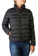 Front view of Ciesse MIKALA-P0210D black puffer jacket showing zip closure and side pockets.