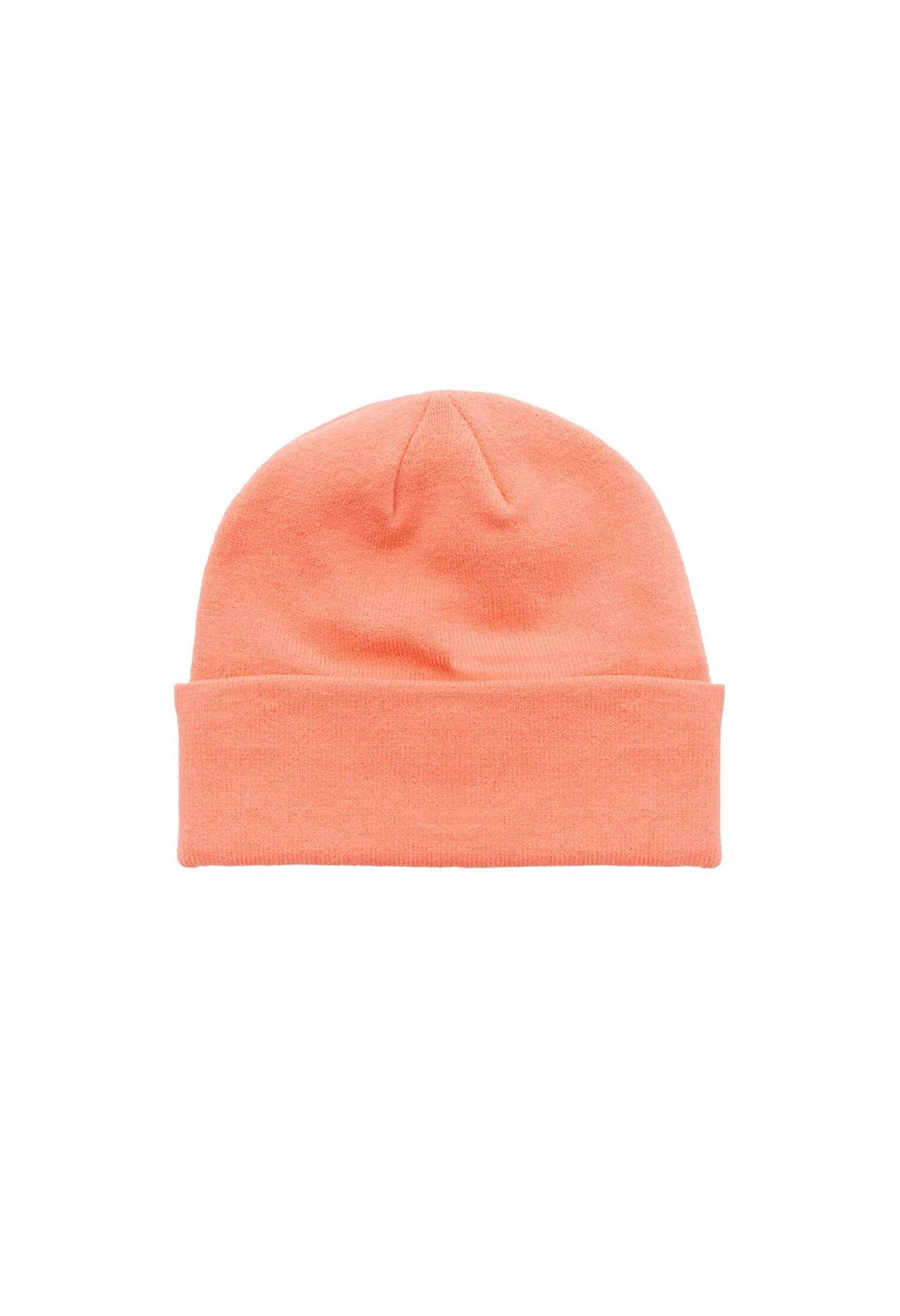 Back view of Vans VN0A5GPLQID1 solid orange unisex beanie hat showing smooth knit texture.