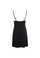 Back flat-lay of Vans VN0A5LMEBLK1 sleeveless black mini dress showing clean and simple design.