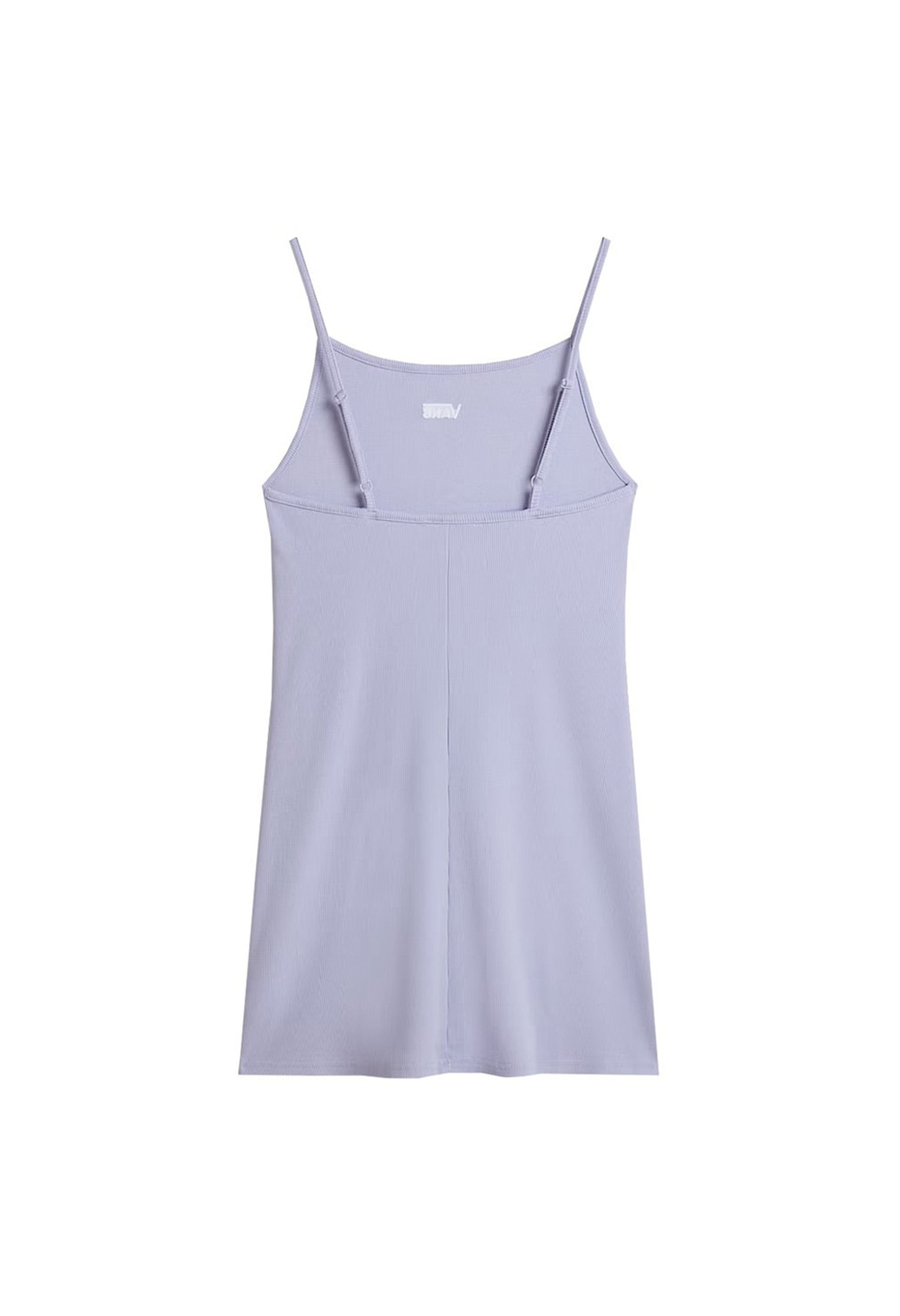 Back flat-lay view of Vans VN0A5LMECR21 lavender ribbed sleeveless mini dress showing simple clean design.