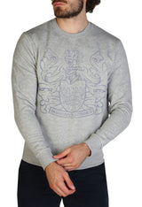 Aquascutum grey logo sweatshirt color variant, comfortable cotton jumper.