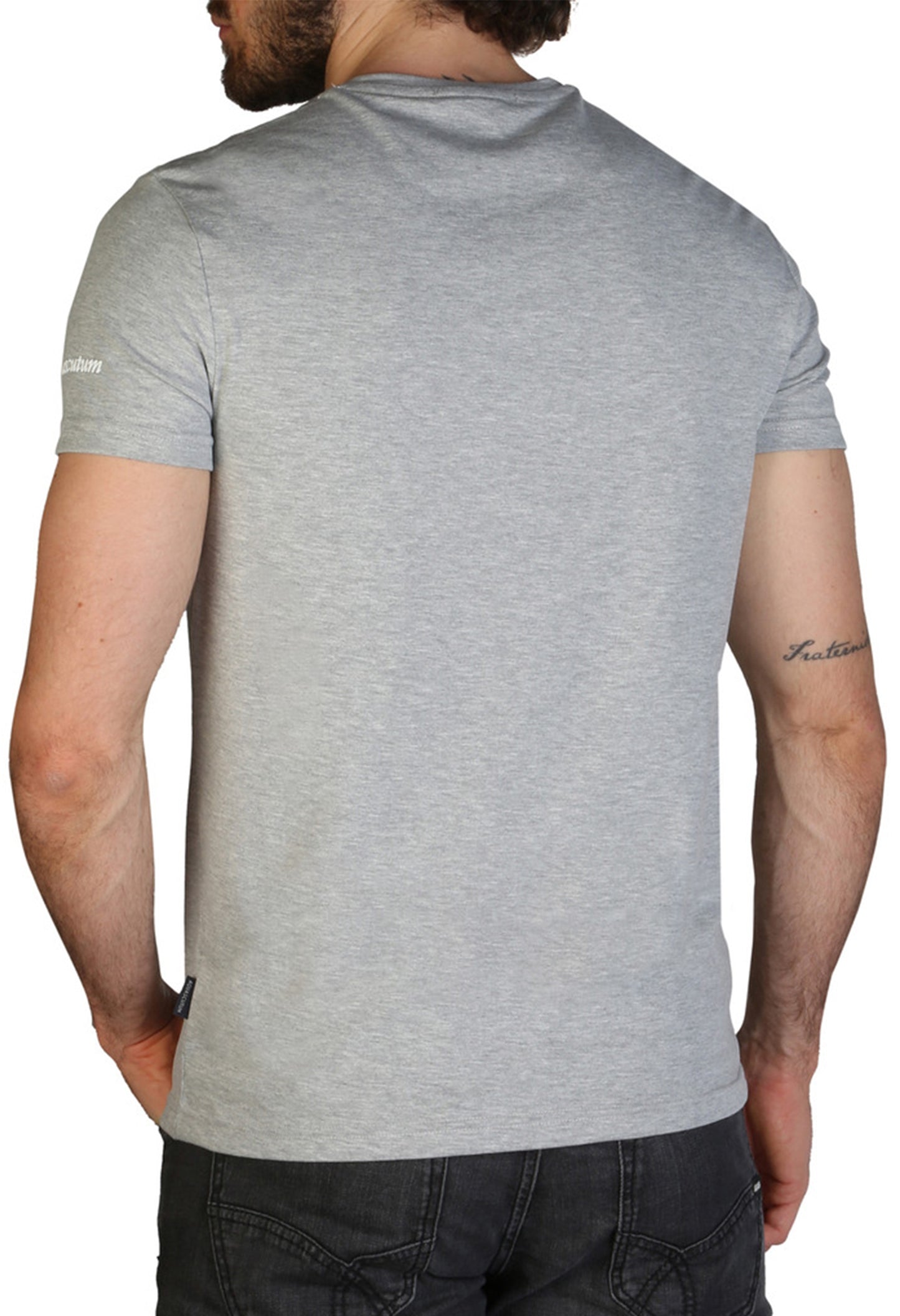 Aquascutum Made in Italy logo tee, back view showing slim fit.