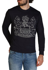 Aquascutum black logo sweatshirt color variant, cotton crew neck.