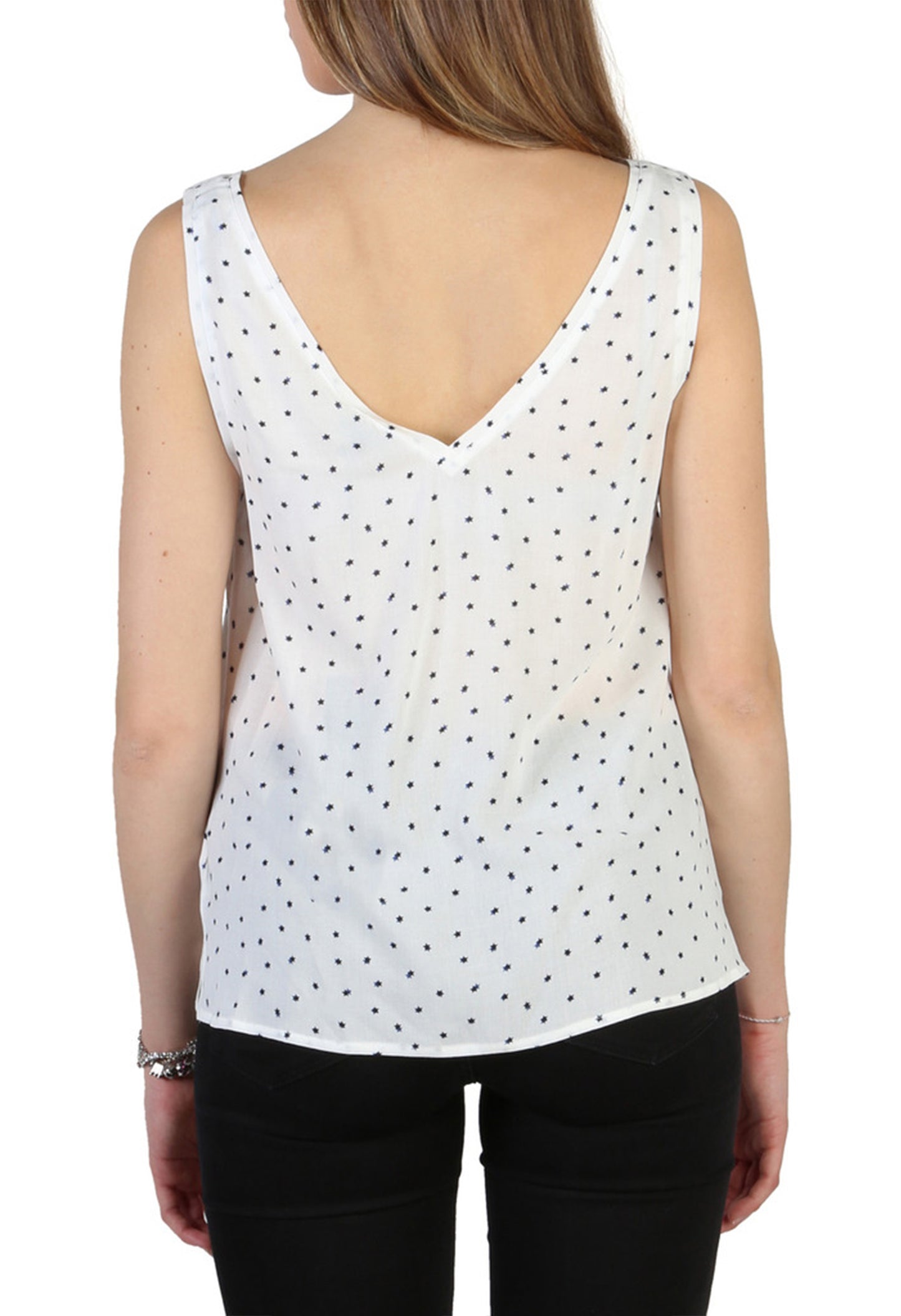 Armani Jeans Women’s white polka dot sleeveless top C5022_ZB back view