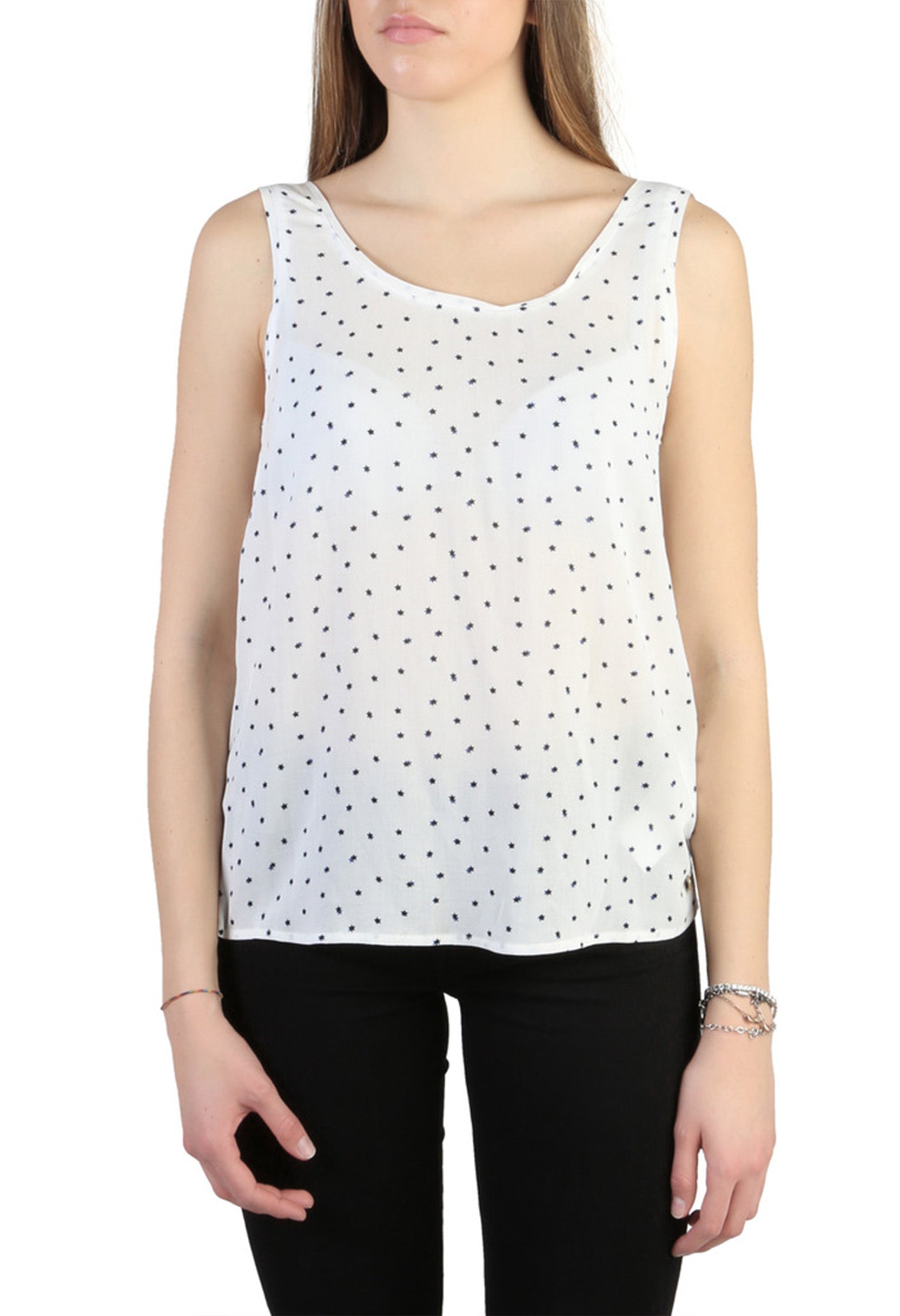 Armani Jeans Women’s white polka dot sleeveless top C5022_ZB front view
