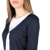 “Side angle of Armani Jeans Women’s Navy 3/4 Sleeve Sweater 3Y5E2C_5M1XZ – authentic designer top with minimalist Italian design.”
