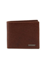Authentic Lumberjack wallet in dark brown, showing fold and leather texture.