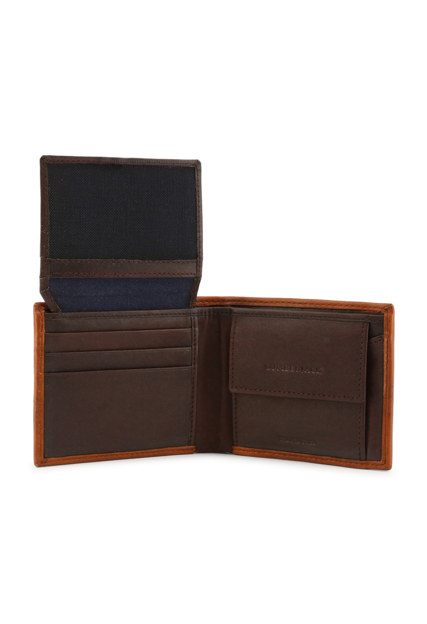 Authentic Lumberjack wallet showing interior layout and documents compartment.