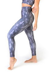 Bodyboo printed shaping leggings in blue/purple variant, full length.
