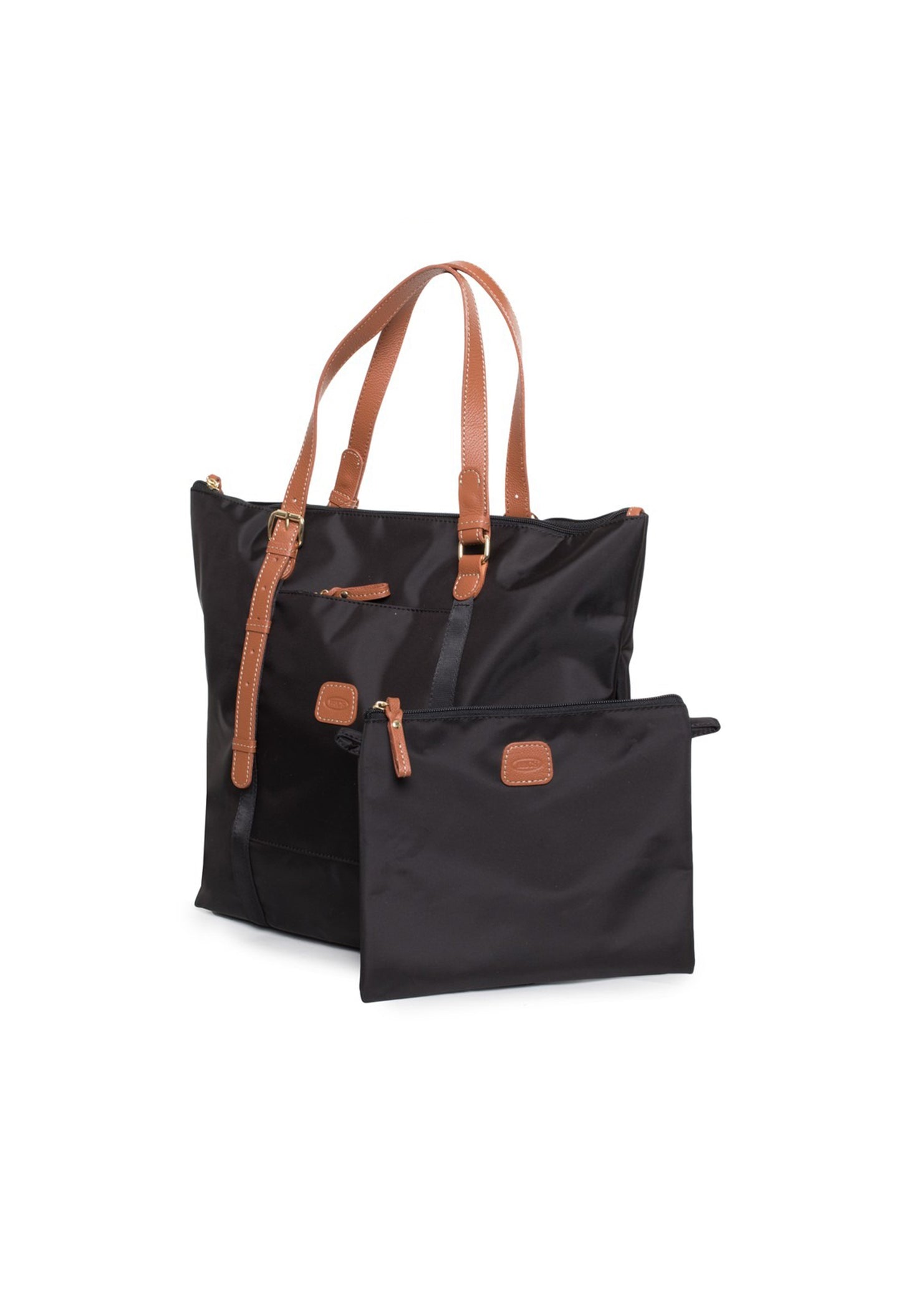 Bric’s BXG05070-1906604 black tote bag displayed with matching removable internal pochette and leather handles.