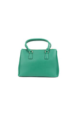 Compact front shot of the green Michelle shoulder bag featuring the logo detail.