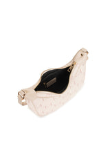 Top-open view of the beige Niky shoulder bag displaying the zip closure and interior space.