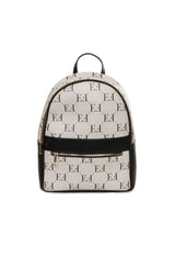 Egon Von Furstenberg black monogram backpack color variant, visible logo pattern.