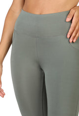 Close-up of high-waist tummy control area of the leggings.