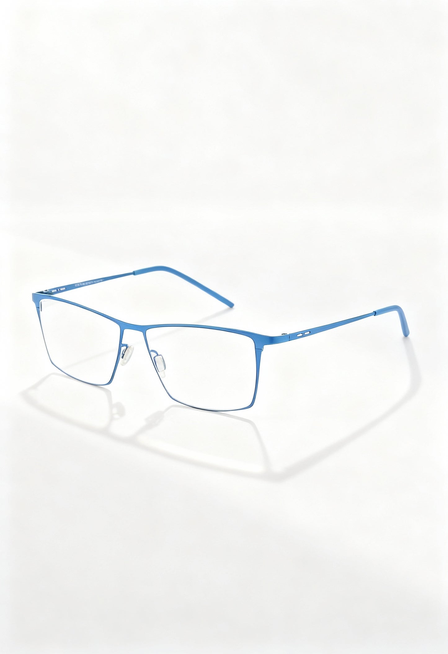 Italia Independent 5205A men's metal glasses in bright blue, full rectangular frame.