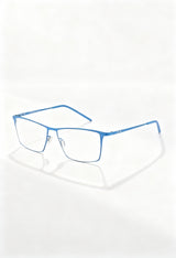 Italia Independent 5205A men's metal glasses in bright blue, full rectangular frame.