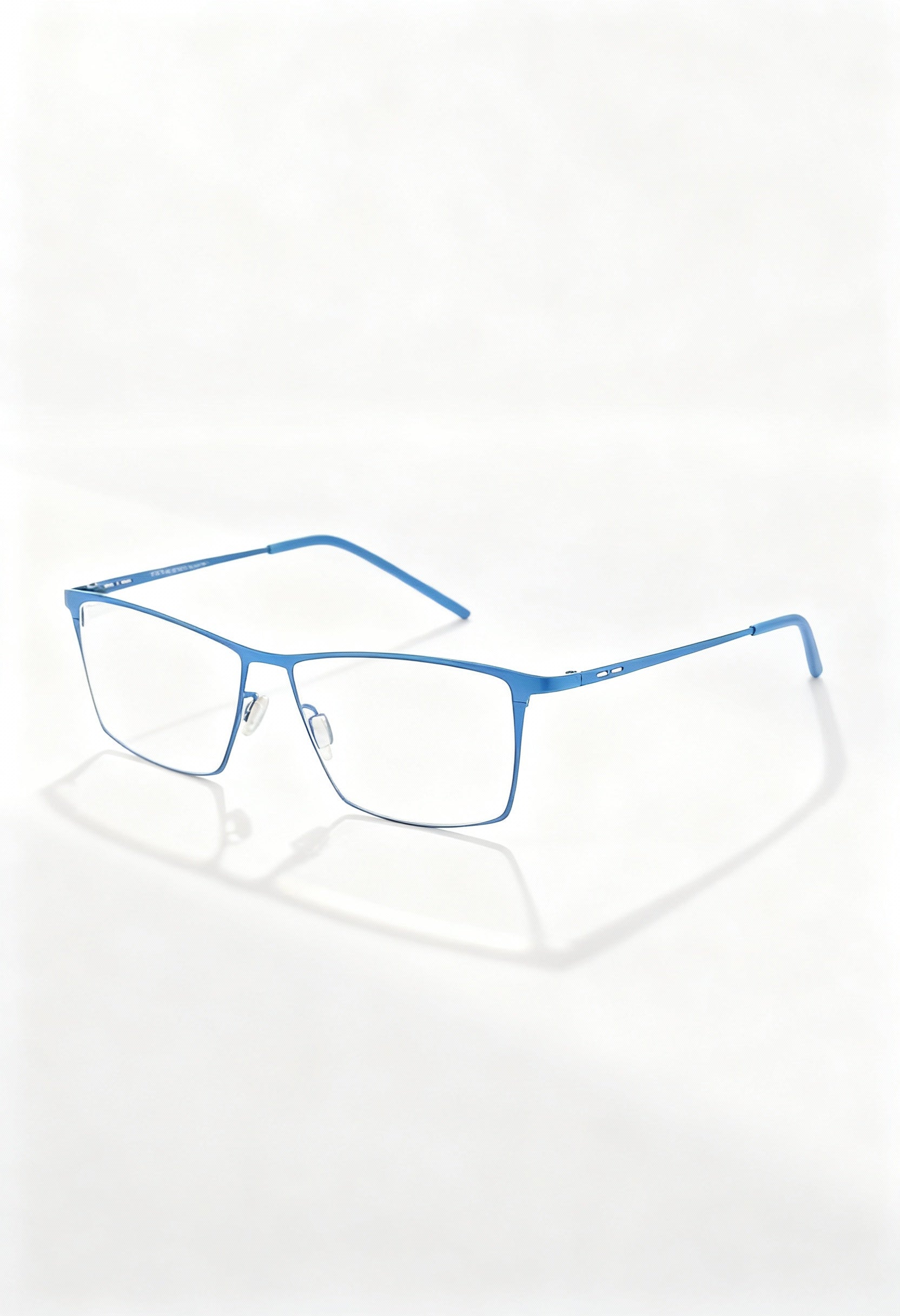 Italia Independent 5205A men's metal glasses in bright blue, full rectangular frame.