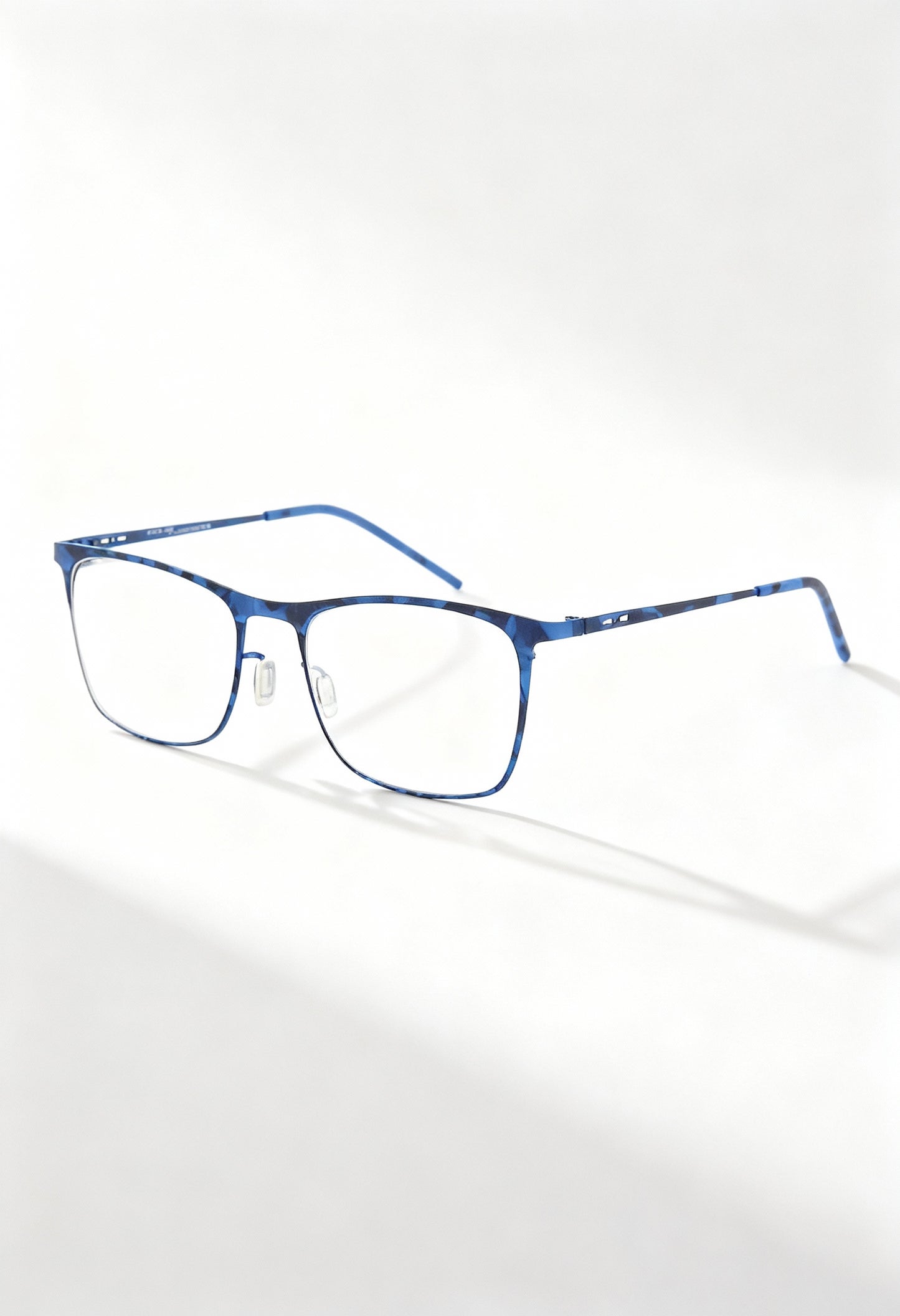 Italia Independent 5206A men's metal glasses in blue pattern, square frame, full view.
