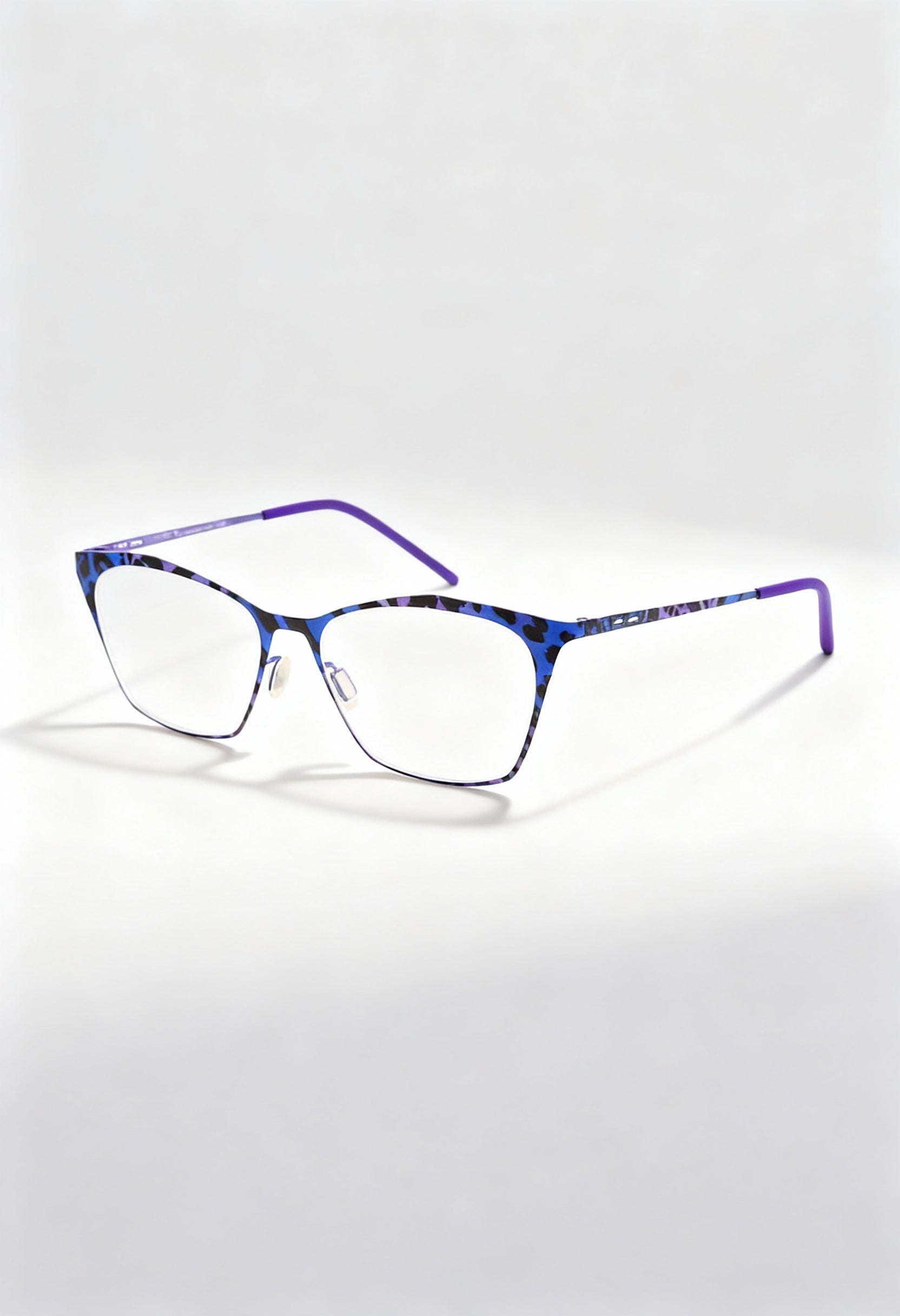 Italia Independent 5214A women's luxury blue cat-eye metal optical frames made in Italy.