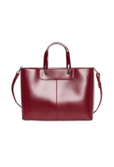 Back view of the Lamarthe PH104 burgundy leather handbag showing smooth leather and structured shape.