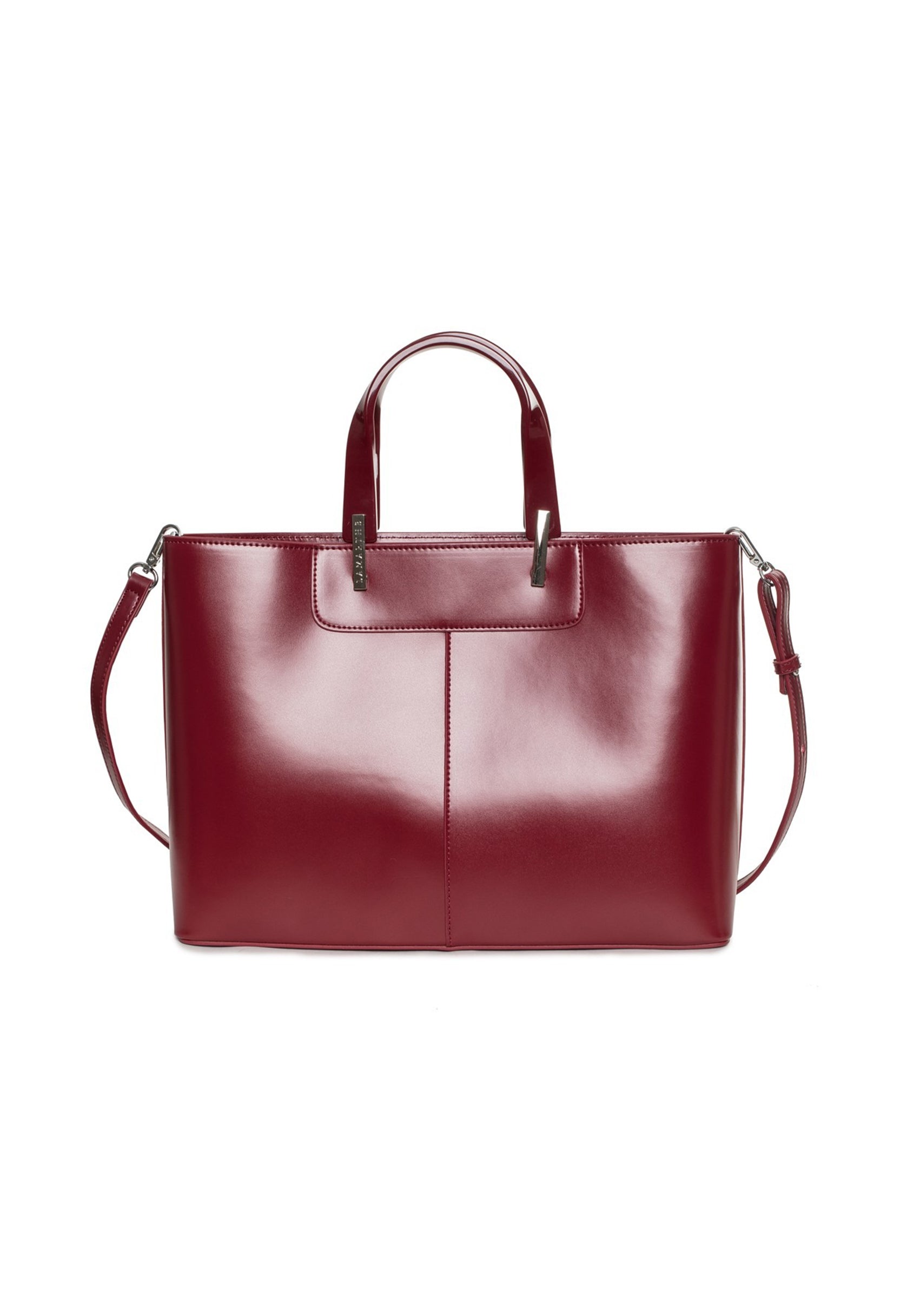 Back view of the Lamarthe PH104 burgundy leather handbag showing smooth leather and structured shape.