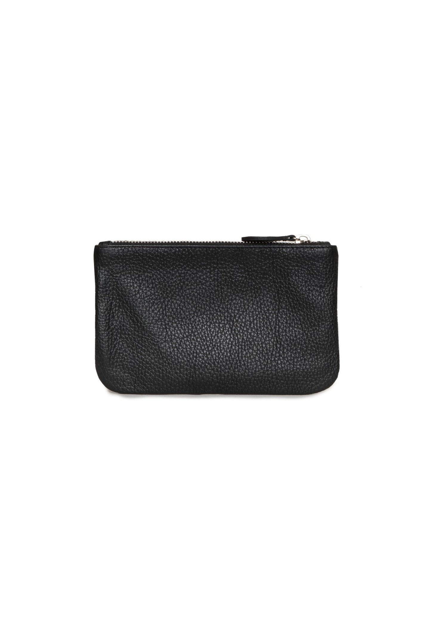 Back view of the Lamarthe TRE102 black leather clutch displaying its smooth minimalist design.