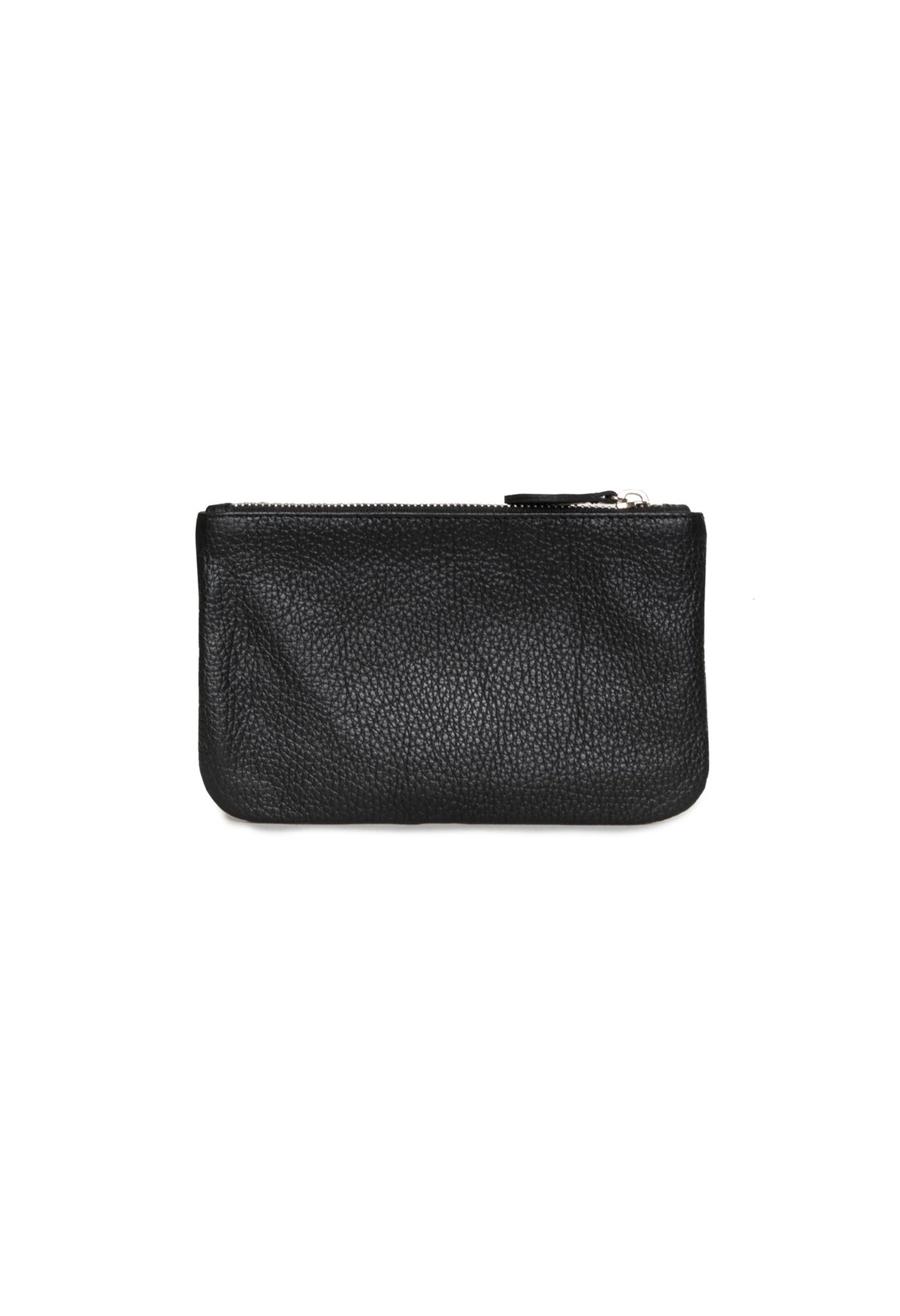 Back view of the Lamarthe TRE102 black leather clutch displaying its smooth minimalist design.