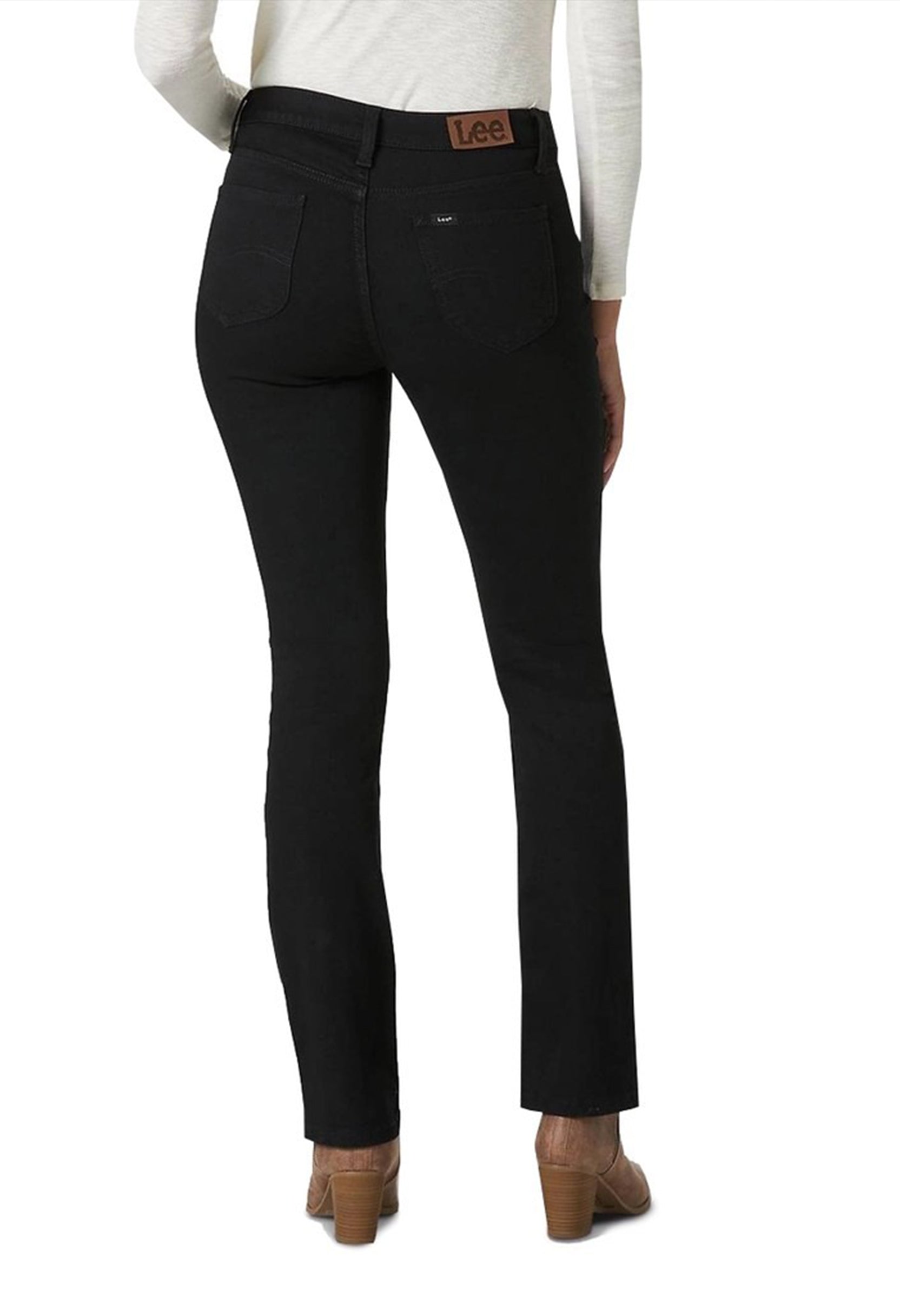 Back view of the black Lee L34BTSFP regular jeans highlighting pockets and fit.