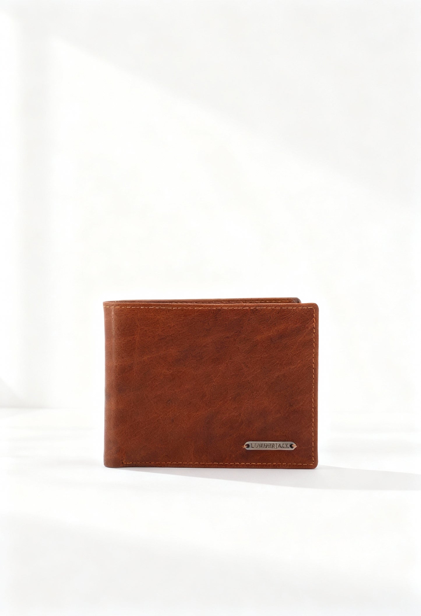 Lumberjack WANTON-LK2827B men's leather bifold wallet in brown, visible embossed logo.