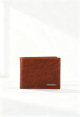 Lumberjack WANTON-LK2827B men's leather bifold wallet in brown, visible embossed logo.