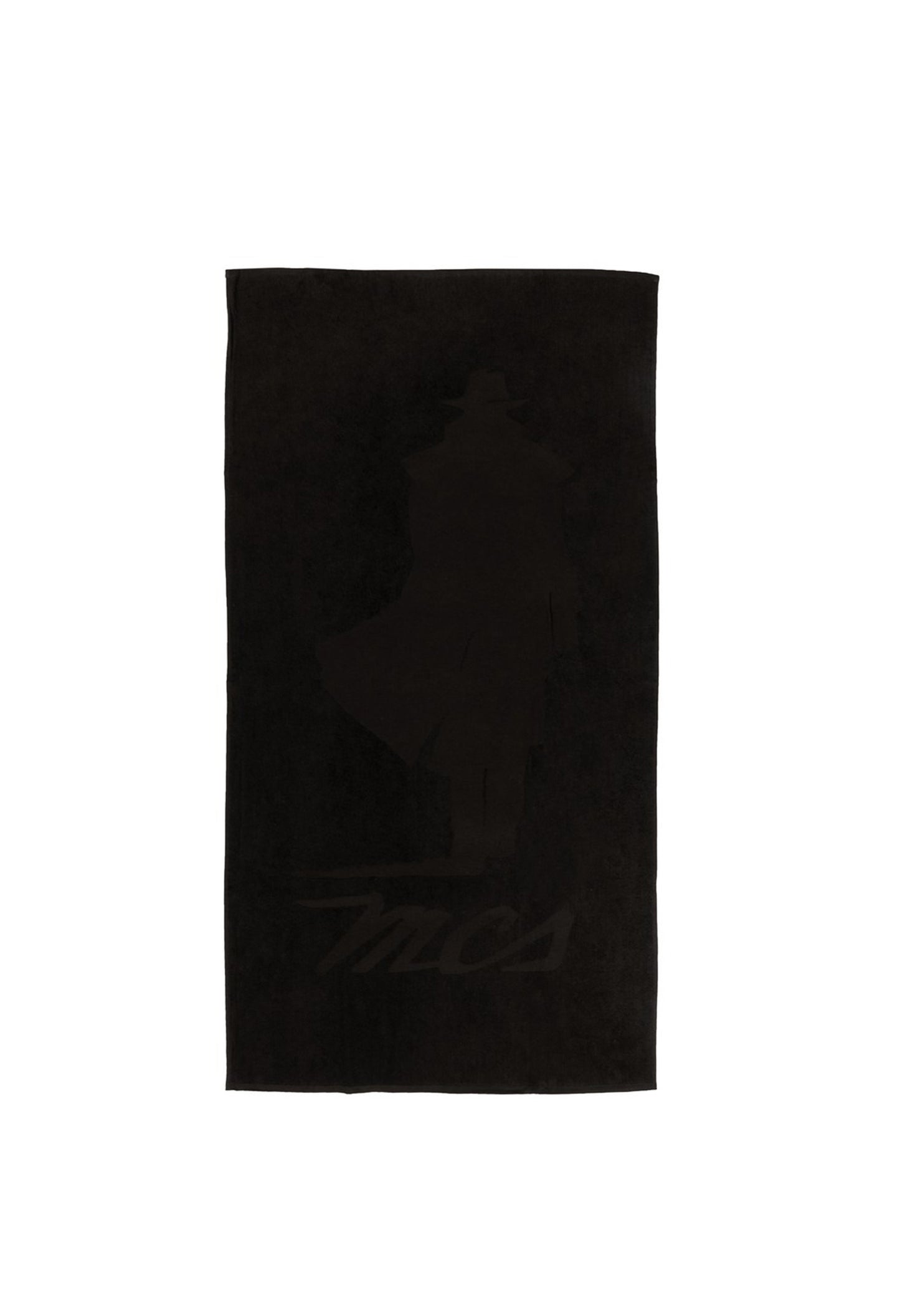 MCS cotton towel in black colour variant, folded view.