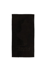 MCS cotton towel in black colour variant, folded view.