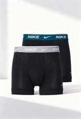 Nike 0000KE1085 men's boxer shorts 2-pack, showing teal and grey waistband variants.