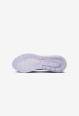 Lavender rubber outsole and traction pattern of the Nike Air Max 270 sneakers.
