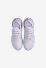 Top view of lavender Nike Air Max 270 sneakers showing the breathable mesh and laces.