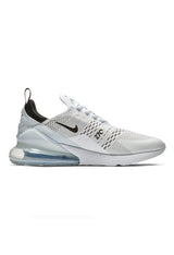 Nike Air Max 270 men's trainers in a clean white and blue color variant.