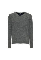 Sergio Tacchini royal blue wool V-neck sweater, flat lay view.