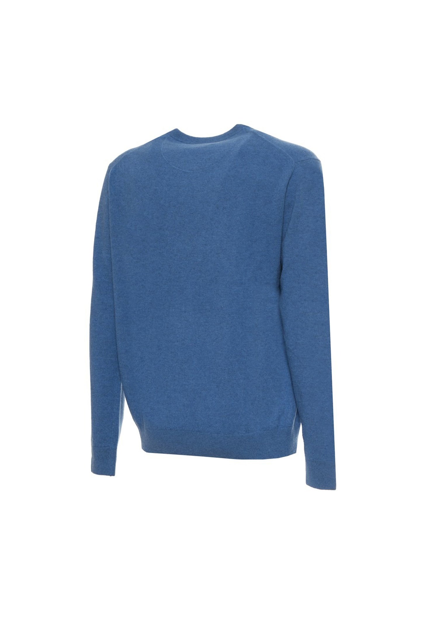 Sergio Tacchini blue solid colour wool jumper, flat lay front view.
