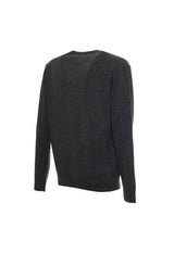 Sergio Tacchini charcoal V-neck jumper, flat lay front view.