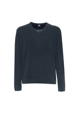 Sergio Tacchini dark grey wool V-neck sweater, flat lay view.