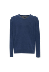 Sergio Tacchini light grey wool V-neck sweater, flat lay view.