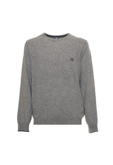 Sergio Tacchini men's fine knit jumper in grey, flat view.