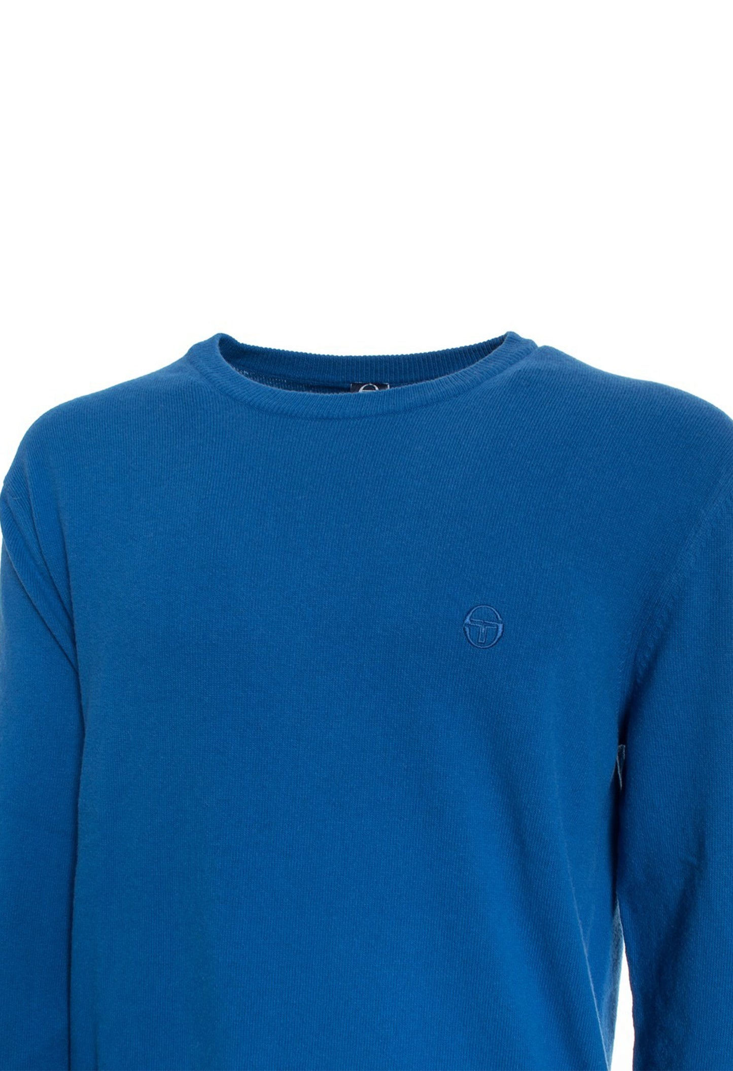 Sergio Tacchini navy blue cotton wool blend sweater, flat lay front view.