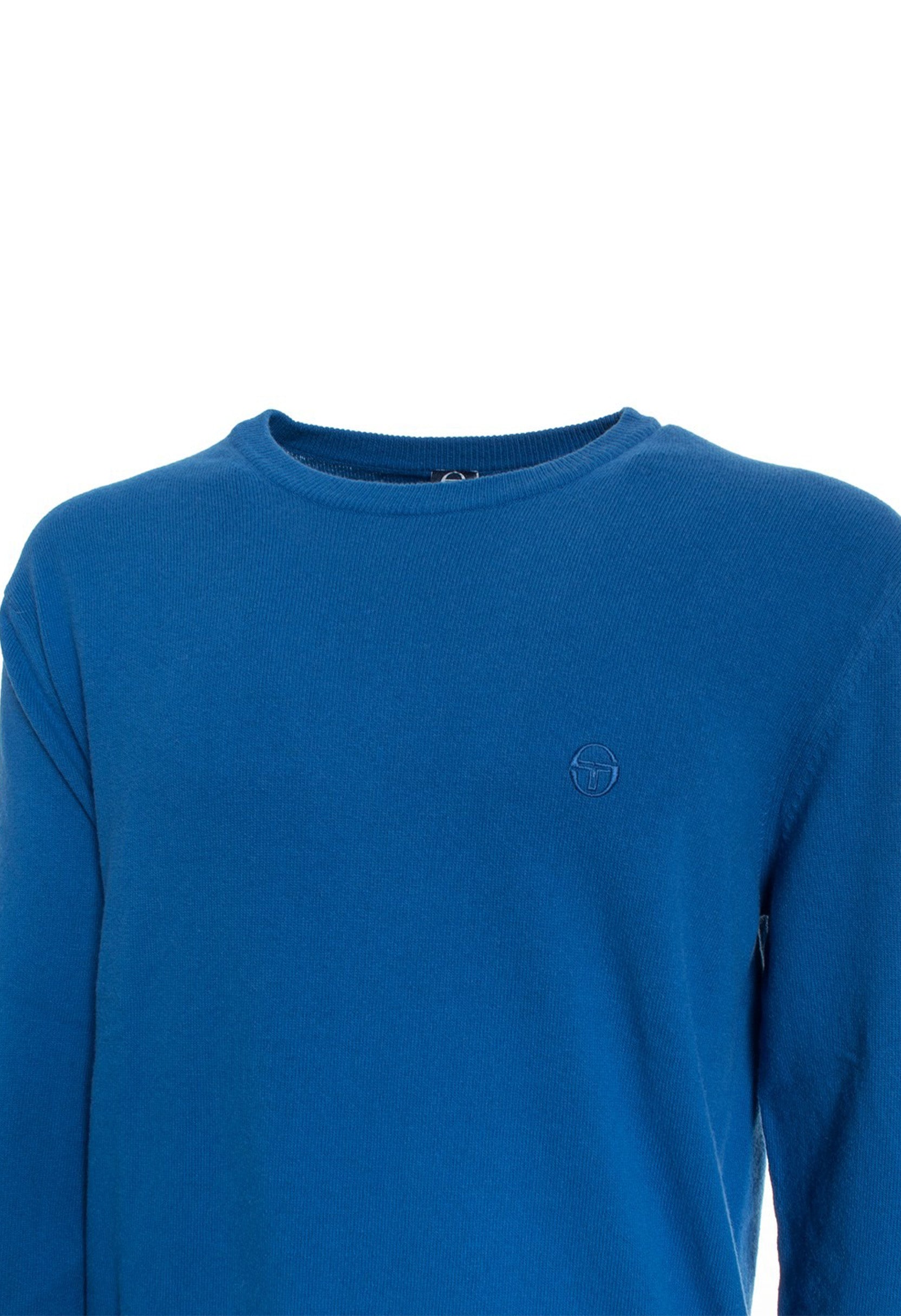 Sergio Tacchini navy blue cotton wool blend sweater, flat lay front view.