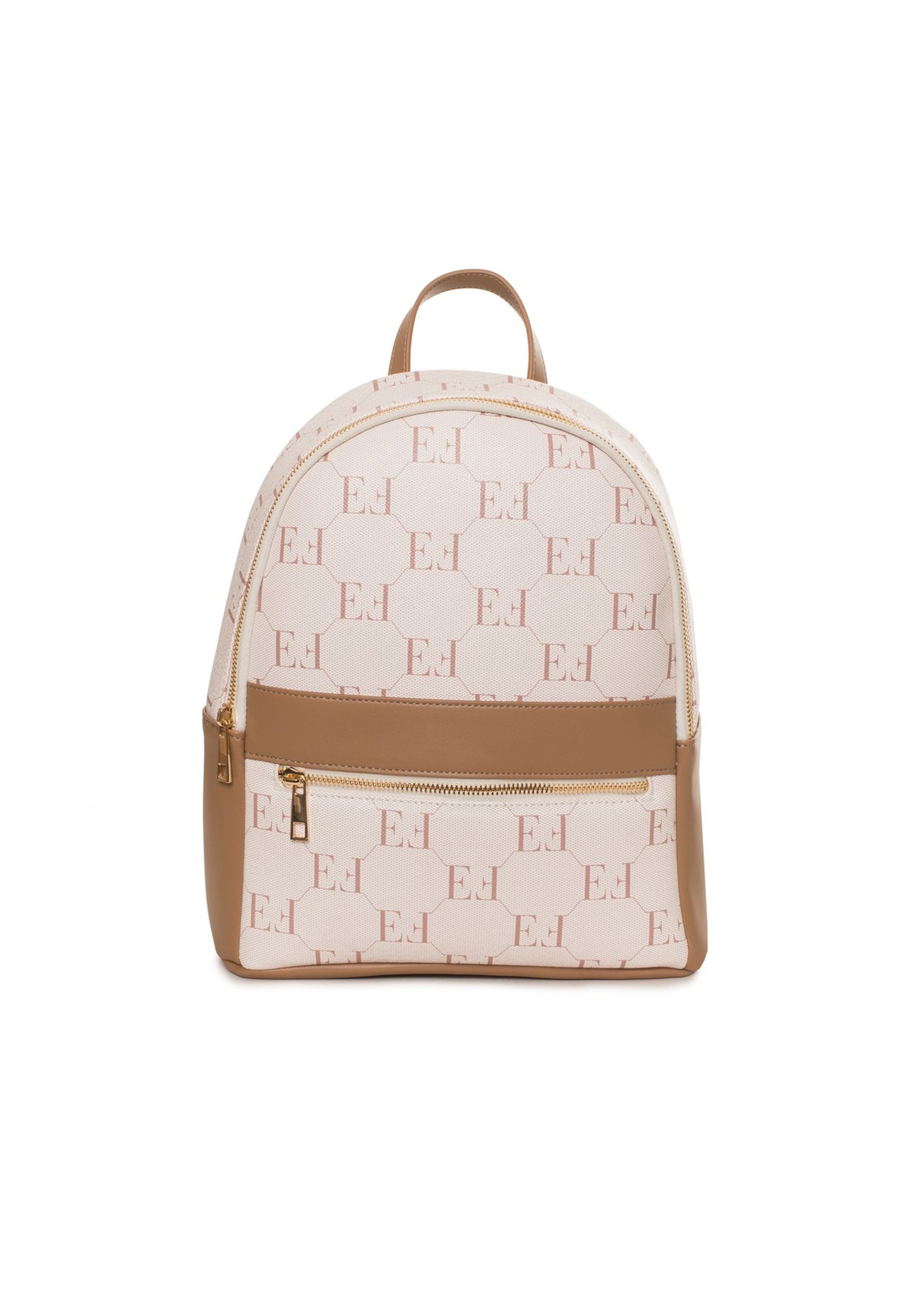 Small women's monogram backpack, structured style, ideal for travel.