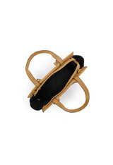 Top view of the beige Twig Debussy bag displaying the zip closure and spacious opening.
