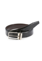 Ungaro UBLT000058 men's reversible leather belt in dark color, adjustable silver buckle.