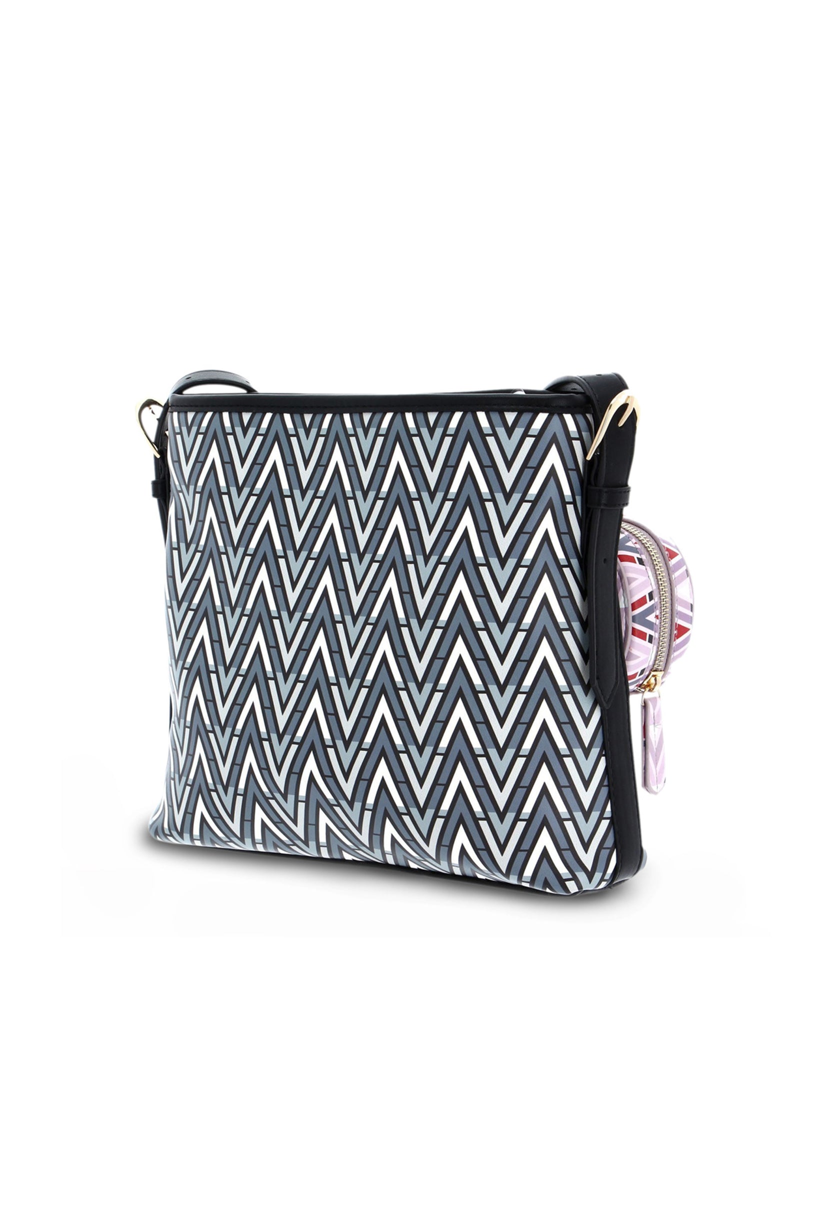 Back view of the Valentino TONIC-VBS69906 crossbody bag showing the geometric pattern and clean finish.
