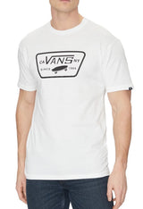 Studio front shot of the white Vans VN000QN8YB21 T-shirt showing the bold logo.